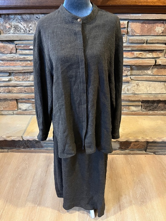 Eileen Fisher Dresses & Skirts - Vintage Eileen Fisher Dark Charcoal Long Sleeve Wool Blend Skirt Set